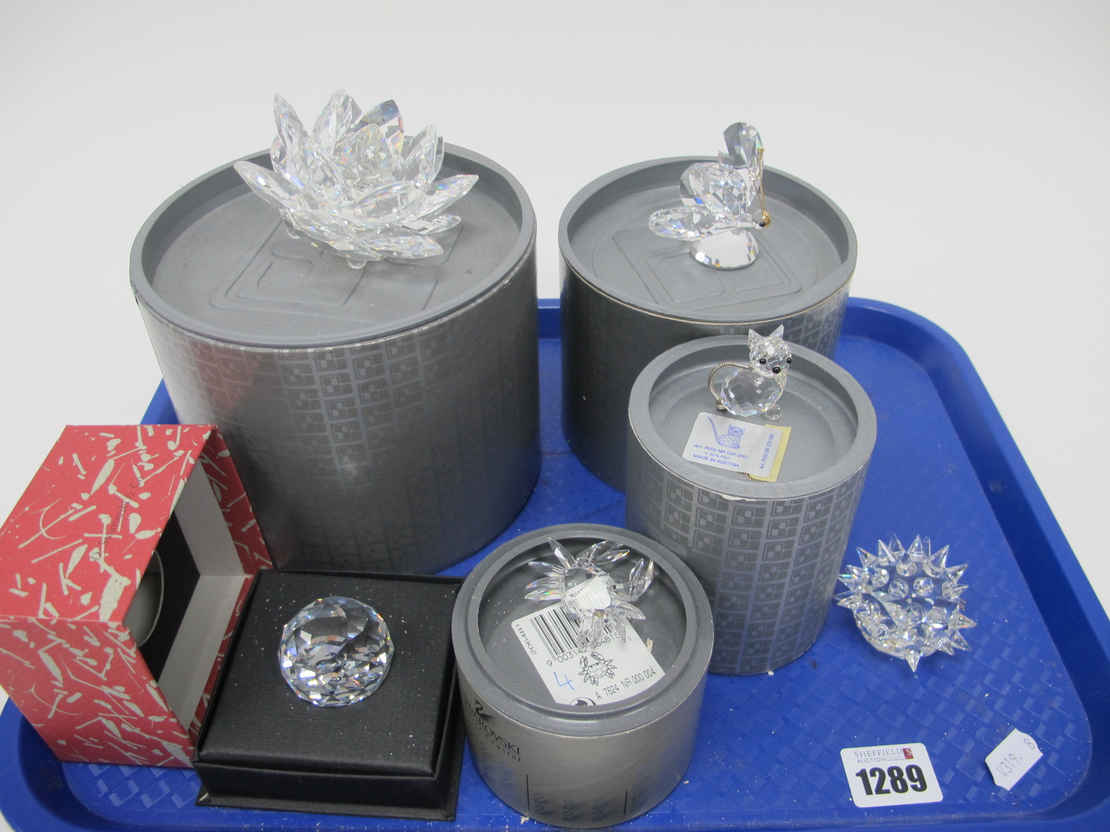 Swarovski Crystal - Candle Holder 8.5cm wide,Dragonfly, faceted paperweight, cat, crab, all in boxed