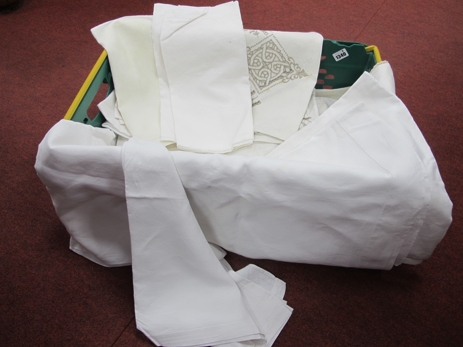 Vintage Linen, tablecloths serviettes, etc:- One Box.