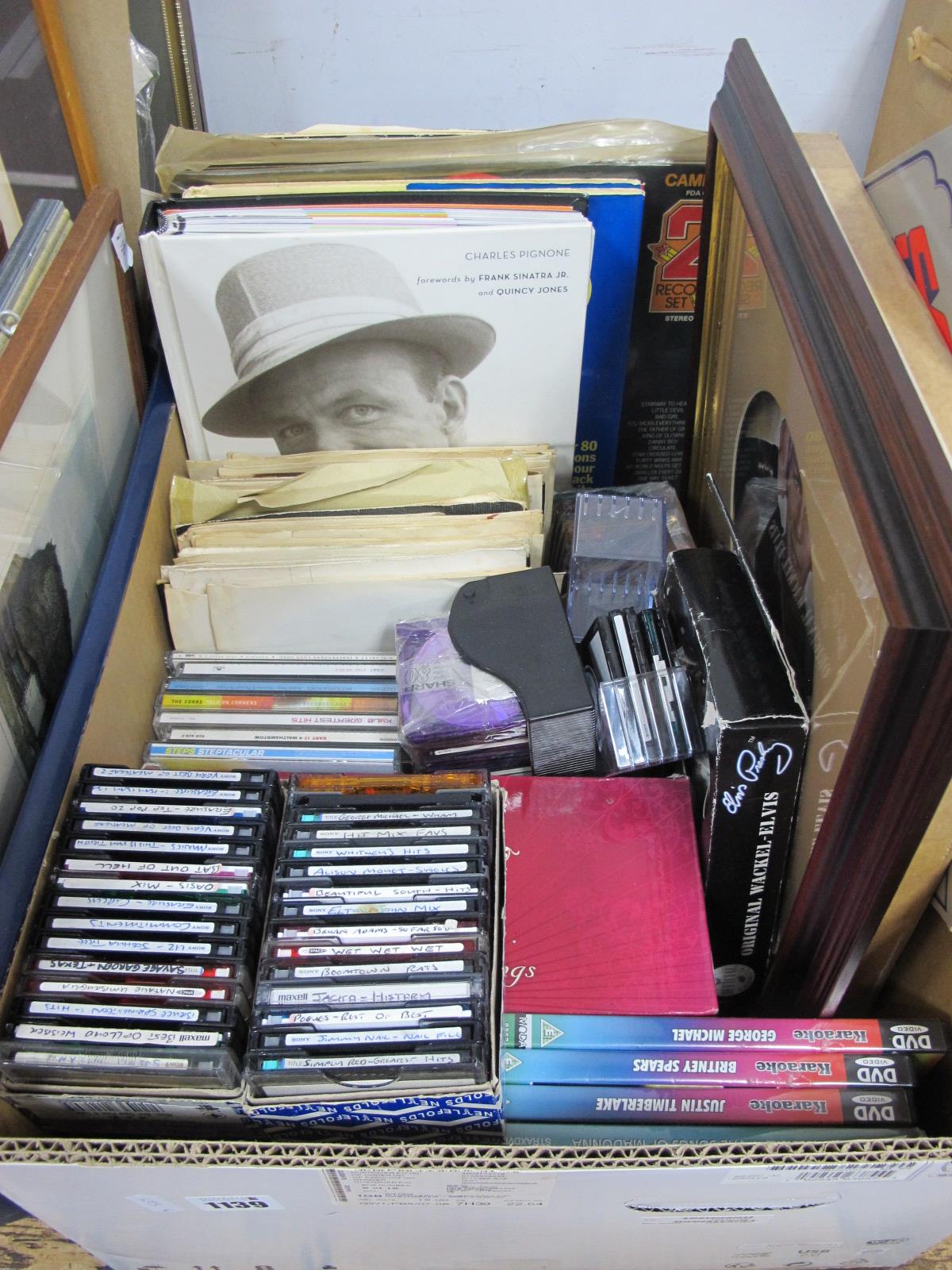 Frank Sinatra Plaque, records, books, Wackel-Elvis figure, etc:- One Box.