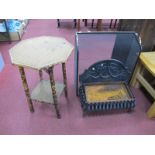 A Cast Iron Firegrate, spark guard, together with a XIX Century octagonal shaped bamboo table (3)