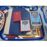 An Early XX Century Leather 'Letter Book', (unused), vintage maps, Victorian photos, etc:- One Tray