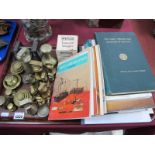 Assorted Brass Weights and an assortment of related reference books:- One Tray