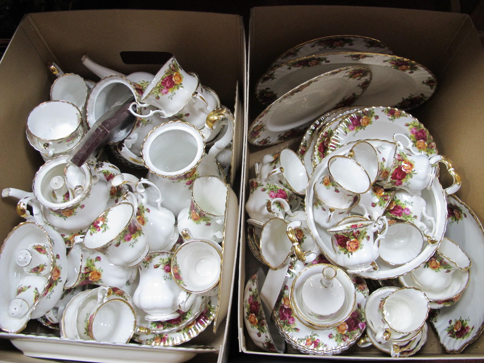 Royal Albert 'Old Country Roses', large quantity mainly second quality, some damages:- Two Boxes.