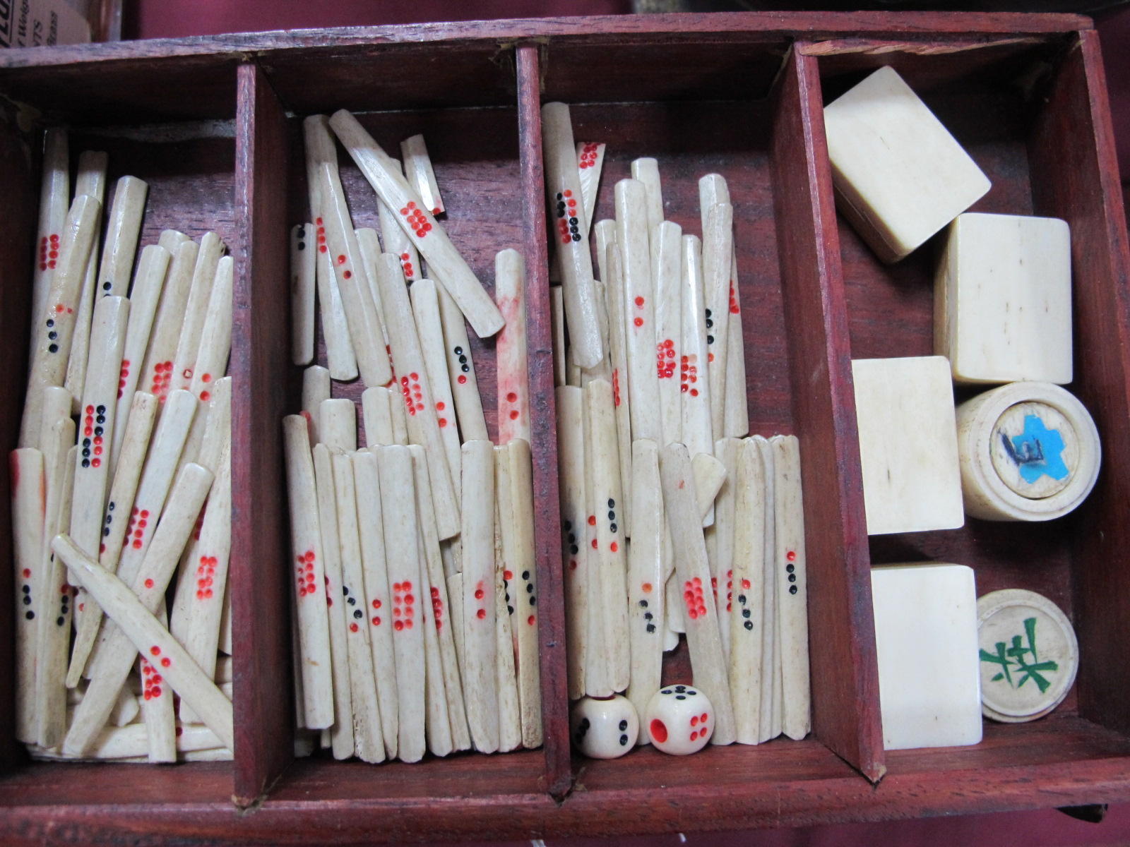 A XX Century Chinese Mahjong Set, in brass bound case, with five drawers containing bone-bamboo - Image 6 of 6