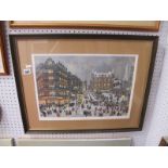 George Cunningham (Sheffield Artist), 'Church Street', limited edition colour print of 350, signed