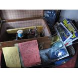 A Child's Sewing Machine, football programmes, phone covers, ration books, etc, in a case.