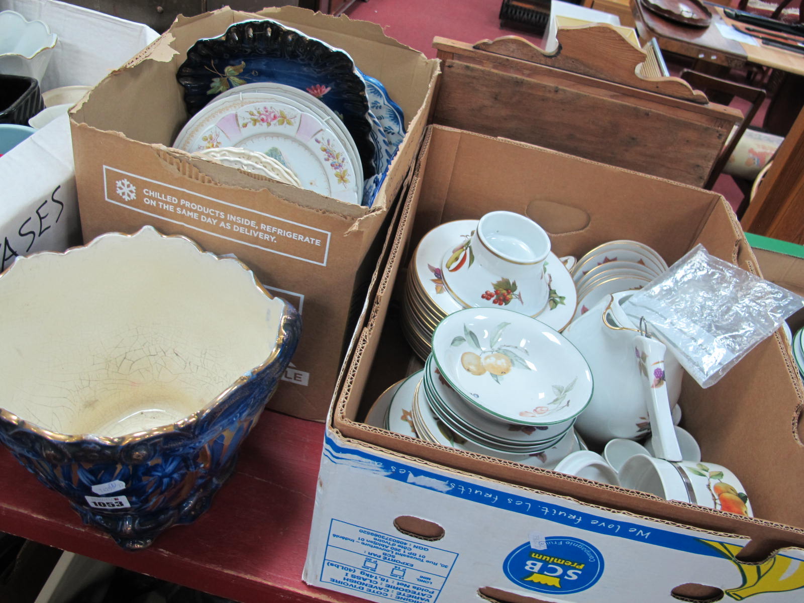 Royal Cream Ware, Bradex, and other collectors plates:- One Box, an early XX Century blue and gilt