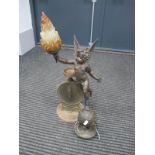 A XIX Century Continental Soft Metal Bronzed Lamp, in the form of a winged cherub (Auroua