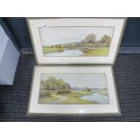 George Oyston, Countryside scenes, pair of coloured prints.