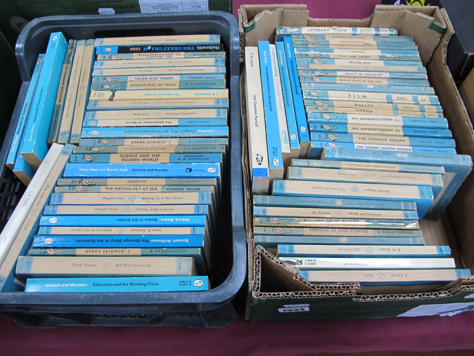 A Large Collection (69) of Pelican Paperback Books, some earlier:- Two Boxes