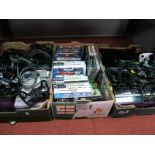 Playstation 1, 2 and 3, X Box 360, Sega Mega Drive, quantity of Playstation discs, leads, etc:-