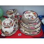 Masons 'Mandalay' Teapot, octagonal jugs, dishes, twelve various plates plus six bowls.