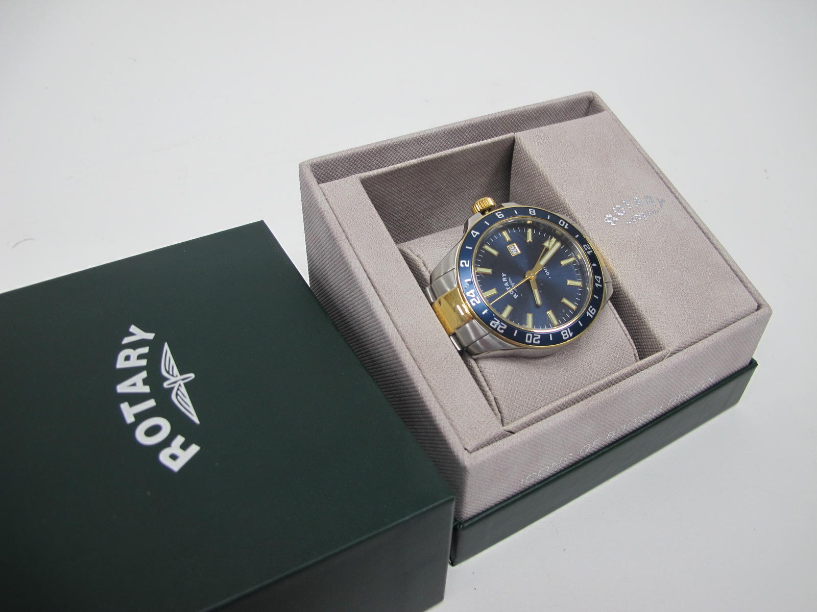 A Rotary GMT Gents Quartz Chronograph Wristwatch, in box.