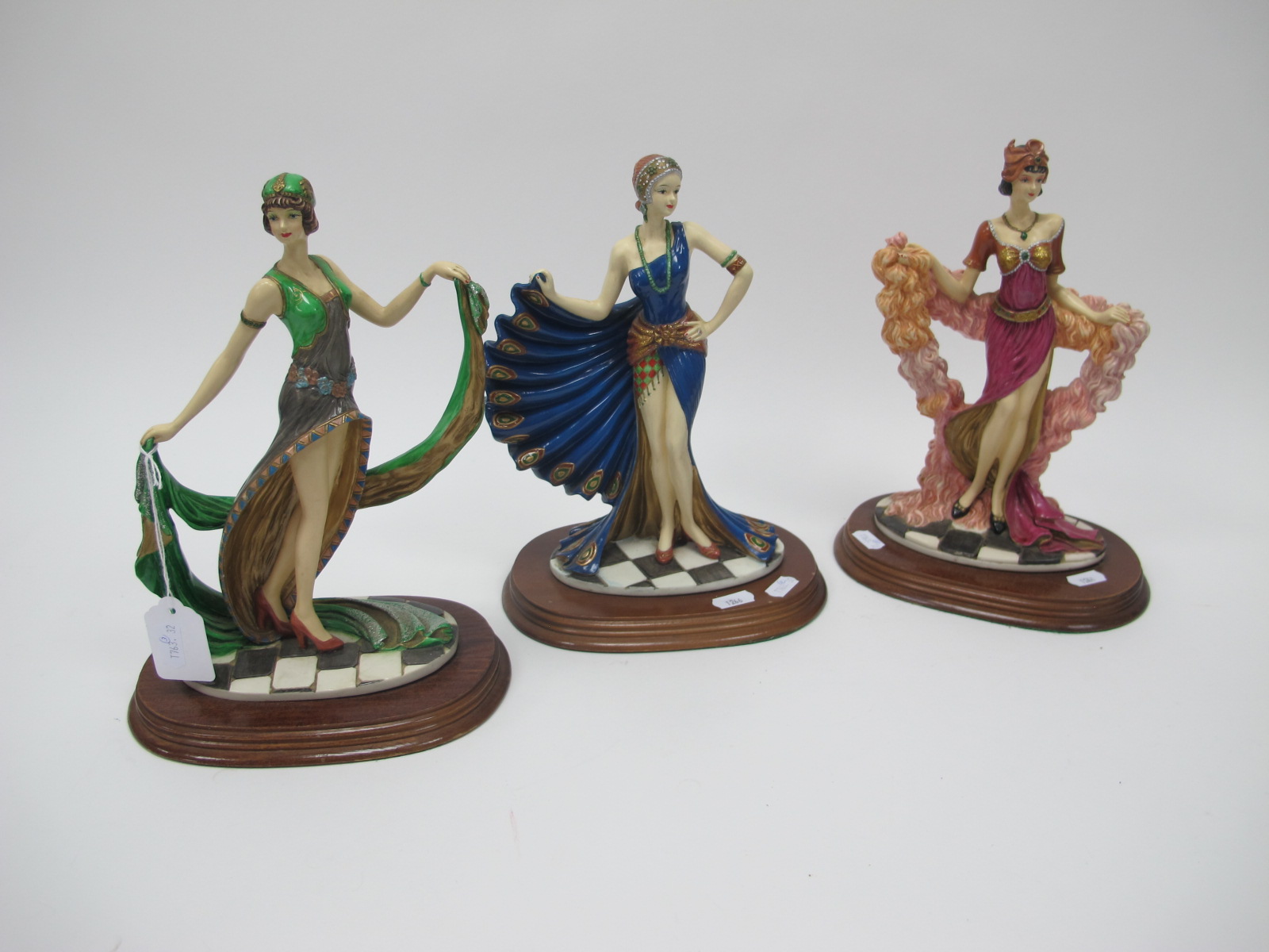 A Group of Three Leonardo Charlston Figures, each mounted on a hardwood plinth. (3)