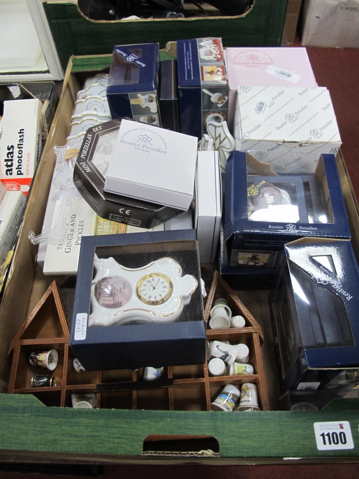 Reutter Porcelain Trinkets, thimbles, etc:- One Box.