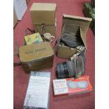 Gas Masks, stadium goggles,tin, castors, air brush kit, etc:- One Box.