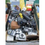 Cameras - Hanimex TF, Kodak, Comet etc, Lenses - Minolta, Super Paragon, Asahi, etc:- One Box.