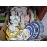 Worcester Evesham Cups-Saucers, Alfred Meakin Old Willow blue white plates,etc- One Box.