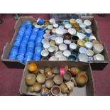 An Assortment of Egg Cups, pottery wooden, Devon ware souvenir etc:- One Box