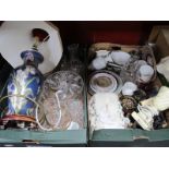 Glassware, Buckingham Palace, Doulton, Worcester, two table lamps, etc:- Two Boxes