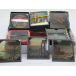 Five Sets of Twelve Victorian Magic Lantern Slides, titles include "Discovery of America by