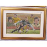 Stephen Doig: Norwich City Montage, featuring Keelan, Goss, Gunn, Sutton and Peters, pastel artwork,