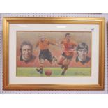 Stephen Doig: Wolves Montage, featuring Bailey, Wright, Bull and Richards, pastel artwork, 29.5 x