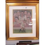 Stephen Doig: Rugby Union Montage, featuring Beaumont, Carling, Edwards, Williams, etc, pastel