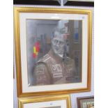 Stephen Doig: Michael Schumacher, Portrait Study of him in Formula One outfit, pastel artwork, 56