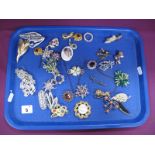 Assorted Costume Brooches, including Scottish 'Ceard' Modernist style, etc :- One Tray