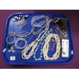 Assorted Costume Jewellery, including imitation pearls, tiara, diamanté, decorative hair comb,