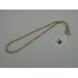 A Flat Link Figaro Style Chain, stamped "375", 56cm length (18 grams).