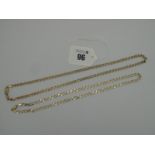 A 9ct Gold Flat Square Curb Link Style Chain, 51cm length, another similar 9ct gold flat square curb