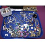 Assorted Costume Jewellery, including dress rings, assorted earrings (some odd), necklaces,