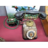 A Danish Copper & Brass Telephone, circa 1920's with black bakelite receiver and base, stamped '