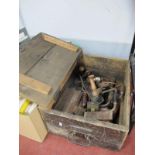 Acorn No 5 Plane, Skinner, Chapman and Other Drill Tools, in a Rex wooden box.