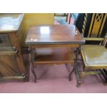 Early XX Century Mahogany Card Table, with a fold over top, on shaped supports, with undershelf,