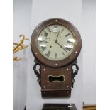 A XIX Century Rosewood Wall Clock, with a white dial and Roman numerals, case with mother of pearl