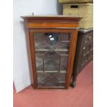 And Edwardian Inlaid Mahogany Cabinet, with stepped pediment, and astragal glazed door, 90.5cm