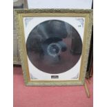 A 1905 Pathe Concert Gramophone Record, 49.5cm diameter, in frame.