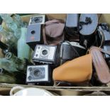 Cameras - Polaroid EE 100, Kodak Brownie, Crystar, Adox, etc. Russian 8 x 30 binoculars. glass