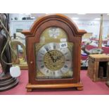 'W Haid West Germany' Walnut Cased Tempus Fugit Mantel Clock, with arched top, silver chapter ring