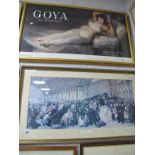 Goya 250th Anniversary Poster, Museo Del Prado 1996 in gilt frame, 62 x 104cm overall. Railway