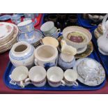 XIX Century Tea Ware, ribbon plates, mineral bowl, ginger jar, etc:- One Tray