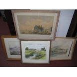 L.J Last, Harbour Scene with Boats, watercolour and Fishing Boats by the same artist; F.D, Yacht