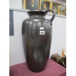 West German Pottery Jug Vase, allover deep brown mottled decoration, numbered 606-45, 45cm high.