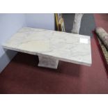 Marble Coffee table, of rectangular form, the top 141 x 70cm, on block base.