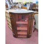 A XIX Century Oak Mahogany Flat Fronted Corner Cupboard, with a bow fronted pediment, glazed door,