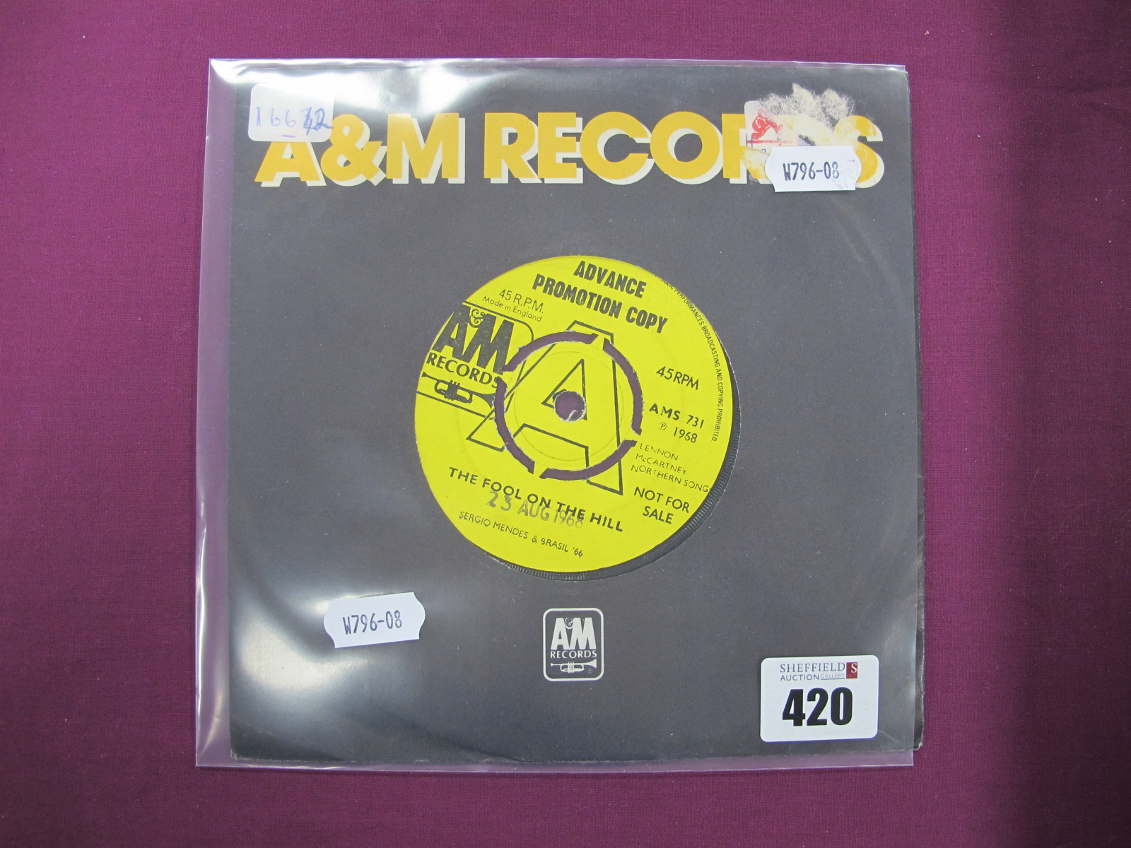 Beatles - Fool On The Hill, Sergio Mendes and Brasil promotional copy (A & M AMS 731) 1966.