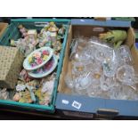 Cherished Teddies, Border Fine Arts resin figures, glassware, ship in a bottle:- Two Boxes.